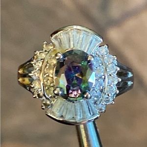 Mystic Topaz and CZ Sterling Silver Ring